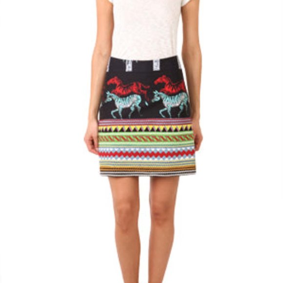 SUNO Dresses & Skirts - SUNO A-LINE BLACK MINI SKIRT WITH ZEBRA PRINT MODERN TRIBAL - 6 MEDIUM